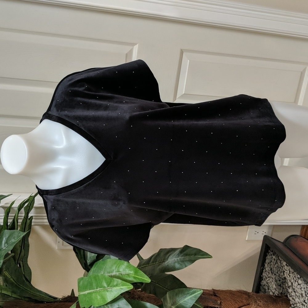 Loft Women's Short Sleeve Velvet V-Neck Top with Studs Size XS
